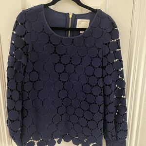 Sail to Sable Women's Navy Circle Lace Blouse